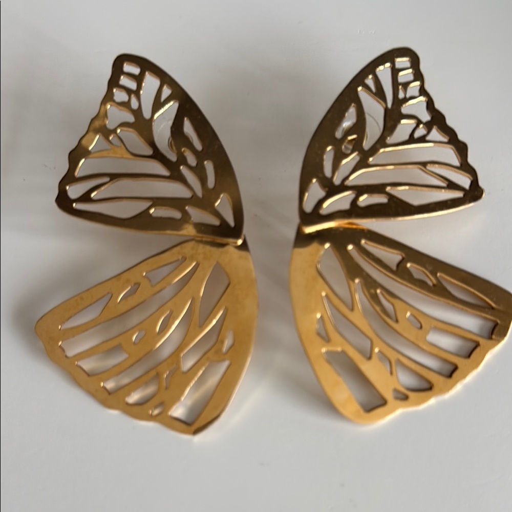 Fernando Rodrigues Gold Butterfly Wing Earrings